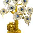 Turkish Evil Eye Tree Statue, Resin Flowers with Buddha Base, Good Luck Home Decor (White Flower)