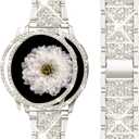 Mosonio Compatible with Samsung Galaxy Watch with Protective Cover Case, Bling Metal Galaxy Watch Band for Women, Size: Galaxy Watch FE/5/4 40mm