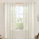 LAMIT Light Filtering Linen Curtains 72 inches Long for Bedroom, Linen Textured Semi Sheer Back Tab and Rod Pocket Natural Boho Drapes for Living Room, Natural, 2 Panels, 34 x 72 Inch