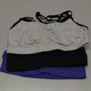 Fruit of The Loom Womens Spaghetti Strap Cotton Sports Bra - All-Day Comfort & Easy Movement (36, Grey Heather/Navy Heather/Black)