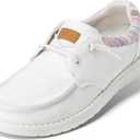 STQ Women's Lace up LoafersOrthopedic Comfotable Ultralight Boat Casual Shoes with Arth Support (9.5, White)