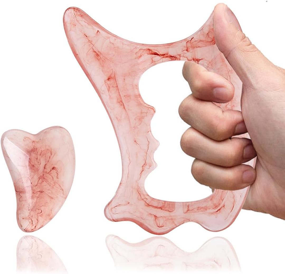 Body Gua Sha Tool - Resin Guasha Tool for Body Cellulite Remove Trigger Point Massage, Body Sculpting Tools Lymphatic Drainage Massager for Leg, Back, Neck (Pink)