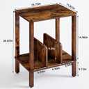 LELELINKY 2-Tier Record Player Stand with Vinyl Record Storage up to 100 Albums, Bedroom Record Holder and Multi-Functional End Table for Living Room, Brown, Set 1