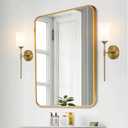 BYOLIIMA Gold Wall Sconce Set of 2 with White Cylinder Glass Shades Modern Mid Century Bathroom Vanity Wall Light Fixtures Industrial Brushed Brass Wall Lamp for Bedroom Mirror Living Room Restaurant, 19.3 inches x 3.94 inches x 3.55 inches