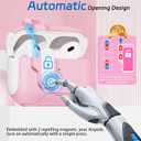 2 x for AirPods Pro 2 Case with Safety Lock & Phone Stand, Auto Opening AirPods Pro Case Cover Compatible with Airpods Pro 2nd/1st Generation Cases for Women Girly with Cleaner,Lanyard, Drop Protective