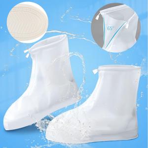 Rain Boot Waterproof Shoes Covers, Sand Control Non-Slip Shoe Cover Galoshes, PVC Rubber Sole Reusable Rain Snow Boots Overshoes for Cycling Outdoor Camping Fishing Garden Travel (XL, Transparent)