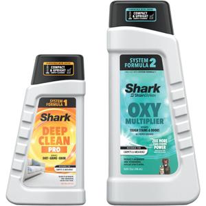 Shark StainStriker Cleaning Solution Bundle for Portable Cleaners, Carpet and Area Rug Formula, Instantly Eliminates Odors, Includes 32 oz OXY Multiplier and 16 oz Deep Clean Solution