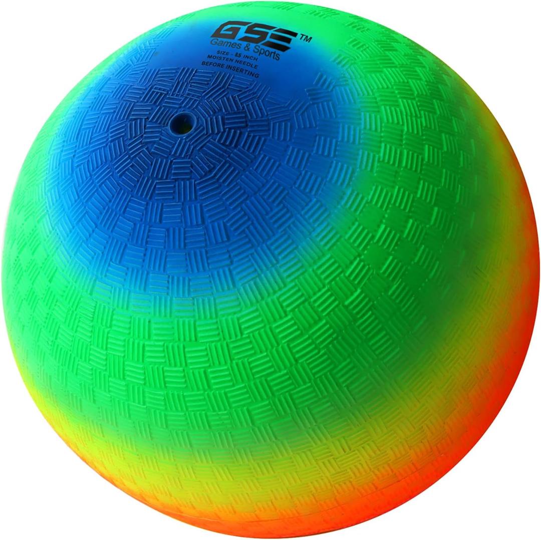 GSE 8.5" Rainbow Playground Ball for Kids, Kickball, Dodgeball & Four Square