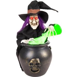 Haunted Hill Farm 1.8-Ft. Witch Pouring Potion Tabletop Animatronic