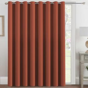 H.VERSAILTEX Blackout Patio Curtains 100 x 84 Inches for Sliding Door Extral Wide Blackout Curtain Panels Thermal Insulated Room Divider - Grommet Top, 7' Tall by 8.5' Wide - Orange