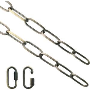 Helunsi Lighting Chain, 6 Feet Bronze Light Fixture Chain, Metal Chandelier Chain Extension with Connection Link Lock, Heavy Duty Hanging Chain Lamp Fixture Pendant Ceiling Decorative Lights Kit - 6'