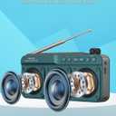 SEMIER Small Digital FM Radio Bluetooth Speaker, Handheld Rechargeable Radio Wireless Speaker, LCD Display, Double Speakers, Headphone Jack, Support USB/Micro SD Card MP3 Play for Home Outdoor (No AM)