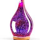 Porseme 280ml Essential Oil Diffuser, 3D Glass Aromatherapy Diffusor, Ultrasonic Cool Mist BPA Free Aroma Humidifier with Timer and Color Changing Function, Waterless Shut-Off for Home Office Room (G2-280ml Rose Gold Aladdin Vase)