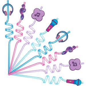 Potchen 24 Pcs K Pop Drinking Straws Kpop Themed Party Supplies K Pop Straws Purple Kpop Party Favors for Popular Singer 80s Y2k Girl Women Fans Birthday