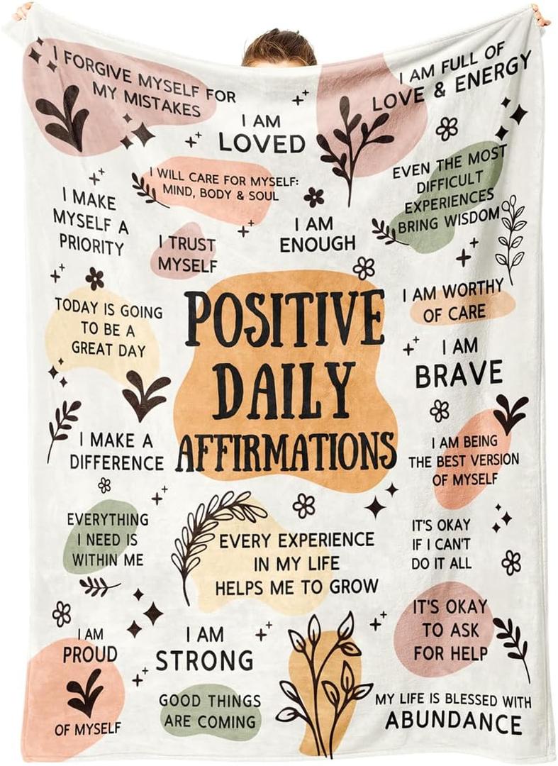Positive Daily Affirmation Stress Relief Gifts, Blankets for Women, Motivational Inspirational Encouragement Self Care Gifts for Women, Cancer Care(50"x 60")
