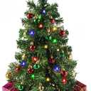 PREXTEX 23Inch DIY Mini Christmas Tree with Lights  Small Christmas Decorations Table Top Xmas Tree with Multicolor LED String Lights, Star Topper, Hanging Ornaments and Gift Boxes for Holiday Decor