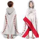 Large Baseball Bath Towels for Boys Hooded Beach Towels for Kids Ages 7-10, Kids Hooded Bath Towels Wrap for Toddler Teen Boys 35x60 inch Toddler Towels Perfect for Beach Pool Swim