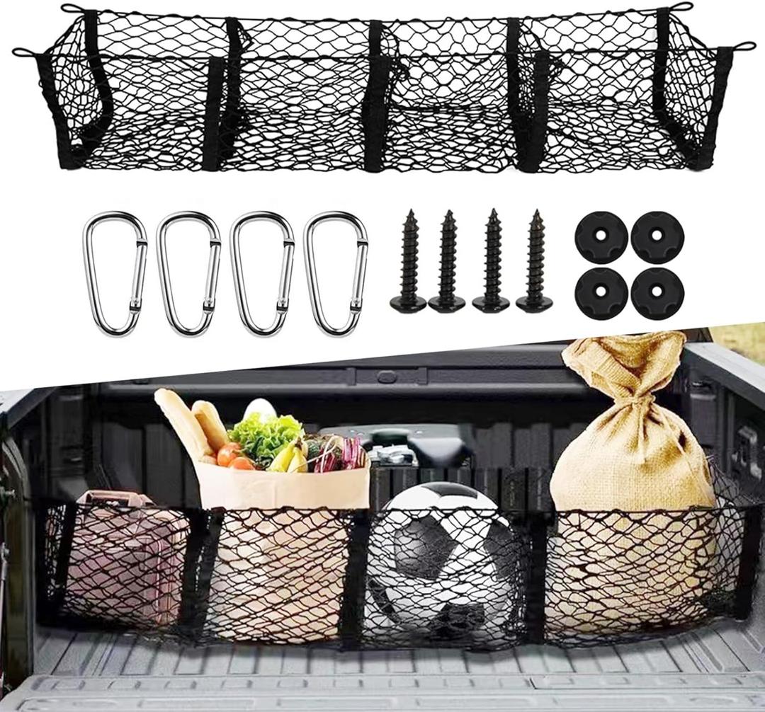 SUV Off-Road Vehicle Pickup Truck Four Pocket Luggage Compartment Cargo Storage Net Rear Trunk Car Net Pocket 47.24 Inch Storage Net Pocket (1PC)