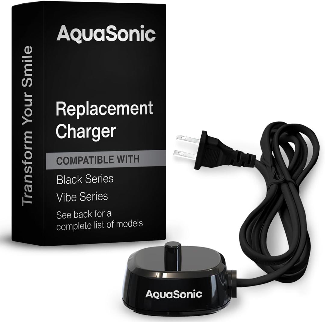 AquaSonic Electric Toothbrush Charger  Conductive Charging Dock, Compatible with Most AquaSonic Toothbrushes  Genuine, Authentic Parts (Black)