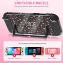 FUNDIARY Clear Case for Switch 2 with Glitter Sakura Design, Shock-Absorption Accessories with Slim Hard PC Protective Cover Skin and Ergonomic Grip Case for Switch 2 Game Console & Grips Controller