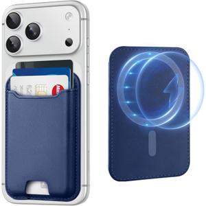 TopMade for Magsafe Wallet, Strongest Magnetic Card Holder for iPhone 17, iPhone 16/15/14/13/12 Series, Leather Magnetic Phone Wallet with Powerful Magnet, RFID Blocking, Fit 4 Cards, Dark Blue