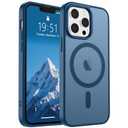 SUPFINE Magnetic for iPhone 12 Pro Max Case (Compatible with MagSafe) (Military Grade Drop Protection) Translucent Matte Shockproof Phone Cover,Deep Blue
