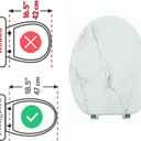 Elongated Toilet Seat Wood Toilet Seat Prevent Shifting with Zinc Alloy Hinges American Standard Size Toilet Seat Easy to Install also Easy to Clean(Elongated,Marble)