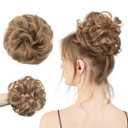 CJL HAIR Large Messy Bun Hair Piece Wavy Curly Scrunchies Synthetic Chignon Ponytail Hair Extensions Thick Updo Hairpieces for Women Pecan Blonde