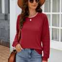 Aifer Womens Long Sleeve Shirts Crew Neck Casual Tops Fashion Loose Fit Trendy Tunic Outfits Clothes (Red, S)