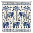 Boho Tropical Elephant Shower Curtain African Ethnic Indian Mandala Tribes Paisley Sacred Animal Unique Leaves Retro Chic Aesthetic Shower Curtains Set Bathroom Polyester Fabric Hooks (70"W x 70"L)