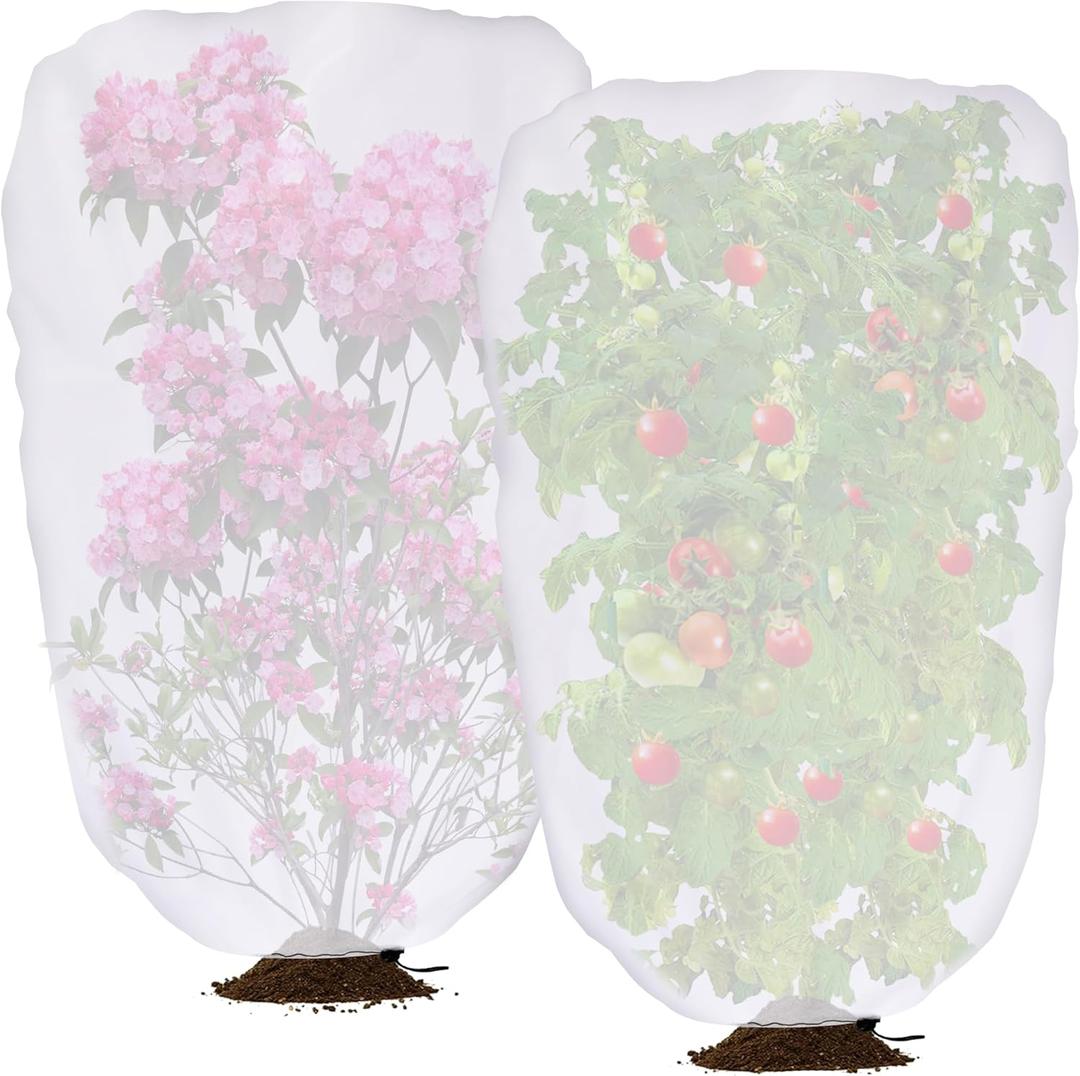 DECOHS 2 Pcs Garden Plant Shade Cover with Drawstring, 5 x 3.3 Ft Garden Shade Sun Protection Plant Covers, White Light Refraction Fruit Tree Sunshade Cloth for Protect Plants from Direct Sunlight