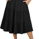 Women's Plus Size Casual Summer Midi Skirt with Pockets 1X-4X Tiered Lightweight A-line Skirts (Brown, XL)
