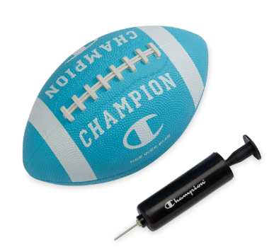 Champion Blitz Football, All-Weather Football, Enhanced Grip, Durable Rubber Cover and Molded Laces, for Outdoor Sports & Training, Includes 6 Ball Pump