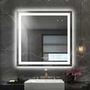 Amorho LED Bathroom Mirror 36"x 36" with Front and Backlight, Stepless Dimmable Wall Mirrors with Anti-Fog, Shatter-Proof, Memory, 3 Colors, Double LED Vanity Mirror