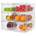 WRRLORS 6 Pack Stackable Storage Drawers,Clear Fridge Organizer with Handles and Movable Dividers,Pull-Out Acrylic Drawer Organizer for Pantry, Bathroom,Kitchen Undersink,Cabinet