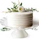 White Cake Stand, 10 Inch Cake Stands for Tea Party, Round Dessert Stand for 8 Inch Cake, Small Cake Plate Cupcake Stand for Dessert Table Display, Ruffle Trim