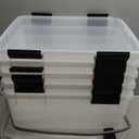 IRIS USA WeatherPro 31 Qt Storage Bins with Lids, 6 Pack, BPA-Free Plastic Gasket Box with Tight Latch and Seal, Stackable Nestable Tote Tub - Clear/Black