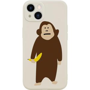 Funny Monkey Phone Case for iPhone 14 PRO MAX Cute Monkey Banana Case Cover Liquid Silicone Soft Gel Rubber Matt Phone Cover with Microfiber Lining