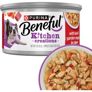 Purina Beneful Kitchen Creations With Beef and Garden Veggies in Sauce Wet Dog Food - (Pack of 12) 3 oz. Cans (EXP 03/31/28)