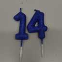 FUNCANDLE 2.36inch Glitter Royal Blue Birthday Candles, Number 14 Candle, Happy 14th Birthday Candles fors Cake Topper Girls Boy Party Celebration Anniversary Decoration