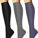 CHARMKING 3 Pairs Open Toe Compression Socks for Women & Men Circulation 15-20 mmHg is Best Support for All Day Wear, Size L/XL
