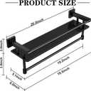 Glass Shelf for Bathroom 20 Inch Bathroom Shelves with Towel Bar Tempered Glass Shelves with Stainless Steel Towel Holder for Wall (All Matte Black), 20-inch with Railing