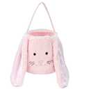 Easter Egg Hunting Basket, Plush Easter Bunny Basket, Long Ear Easter Buckets, Bunny Rabbit Easter Tote Bags for Easter Decorations Candy Gifts Storage(Pink)
