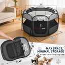 Portable Pet Playpen for Medium Dogs & Cats, Foldable Puppy Safety Pen with Removable Zipper Top, Breathable Mesh Dog Delivery Room, Indoor Isolation Cage for Pets (Light Grey, Medium)