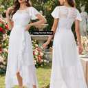 BeryLove Formal Dresses for Women 2026 Wedding Guest with Slit Cocktail Elegant Lace Long Prom Dress (White, L)