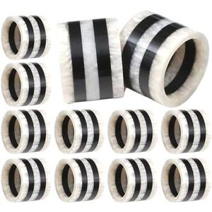 12-Pcs Epoxy Resin Napkin Rings - Handmade Elegant Napkin Holders for Table Décor, Dining, Weddings, Holidays & Special Events - Durable & Lightweight, Easy to Clean (Black White) - CLEENTABLE