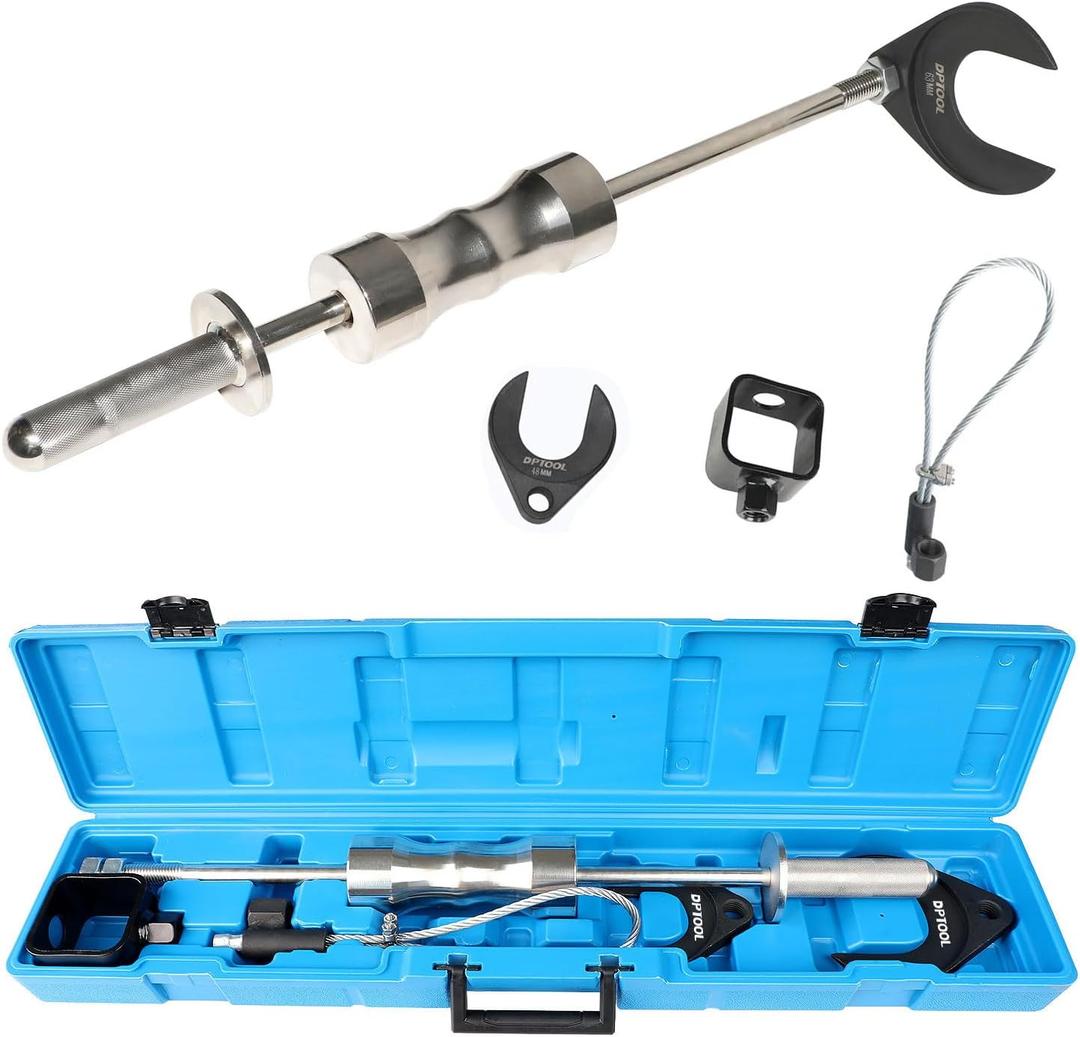 DPTOOL Inner CV Joint Puller Slide Hammer Front Wheel Drive Axle Half Shaft Removal Tool Kit Heavy Duty 10 Pounds Slide Hammer 63mm 48mm CV Joint Fork Adapter Attachments with Ball Joint Removal Tool
