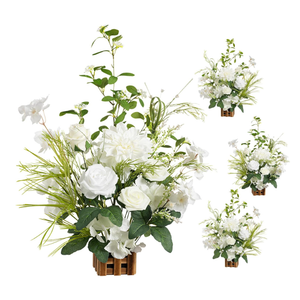 Ling's moment Free-Standing Wedding Aisle Runner Flowers Lily of The Valley | 17.5" Tall 4pcs Artificial Flowers Arrangement Chair Decoration (13.5"D x 13.5"W x 22"H)