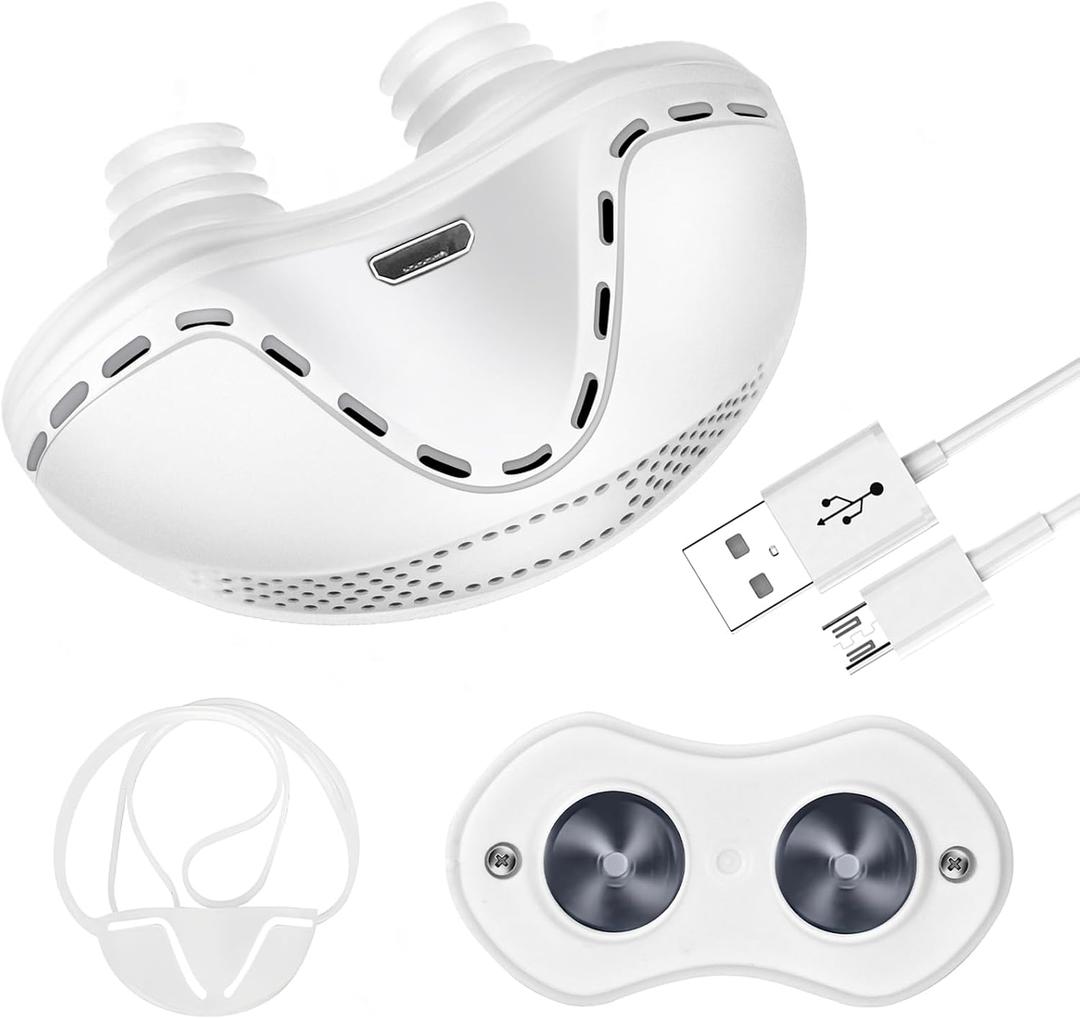 Portable Anti Snore Device,Electric Snoring Solution,Adjustable Wind Speed Stop Snoring Prevention Devices for Men Women Travel Sleep,Universal All Nose Shapes(White)