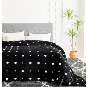 Oversized King Fleece Blanket 120x120 inches, Soft Cozy Warm Giant Extra Large 10'x10' Blanket for Bed, Sofa, Couch,Travel, Camping, California Huge Flannel Big Throw Blanket, Black/White Dots